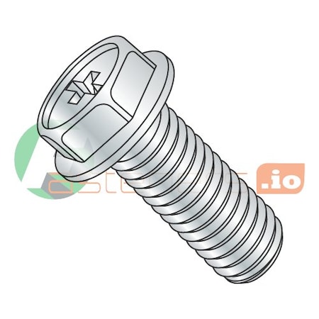 #10-32 X 5/8 In Phillips Hex Machine Screw, Zinc Plated Steel, 5000 PK